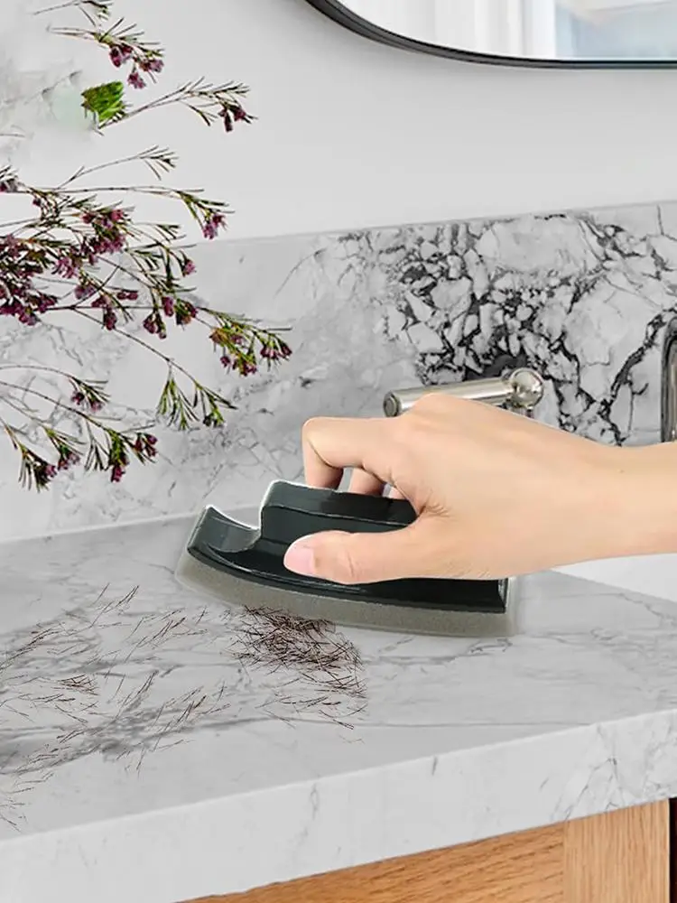 Brosse de nettoyage de barbe d'évier 12.5cm, avec poignée ergonomique, éponge de coupe de barbe, comptoir, attrape-cheveux, outils de nettoyage