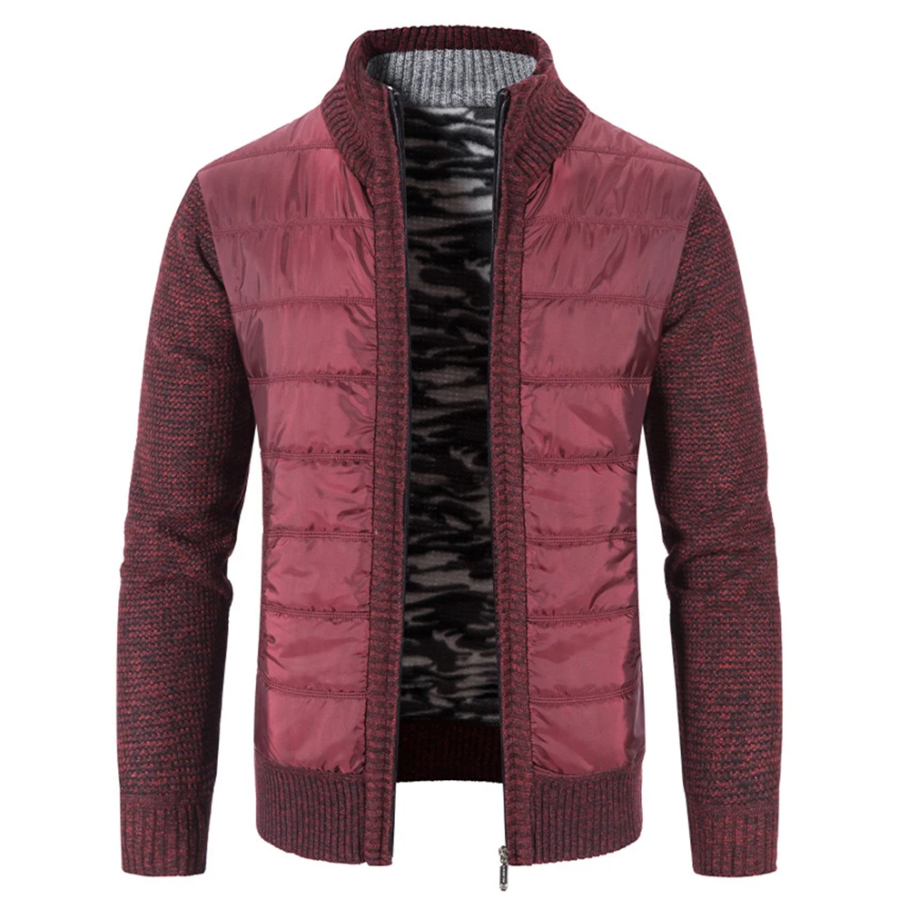 Suéter con cremallera para hombre, chaqueta de cuello alto forrada de piel, sudadera de empalme de manga larga, 1 piezas, Otoño, nuevo