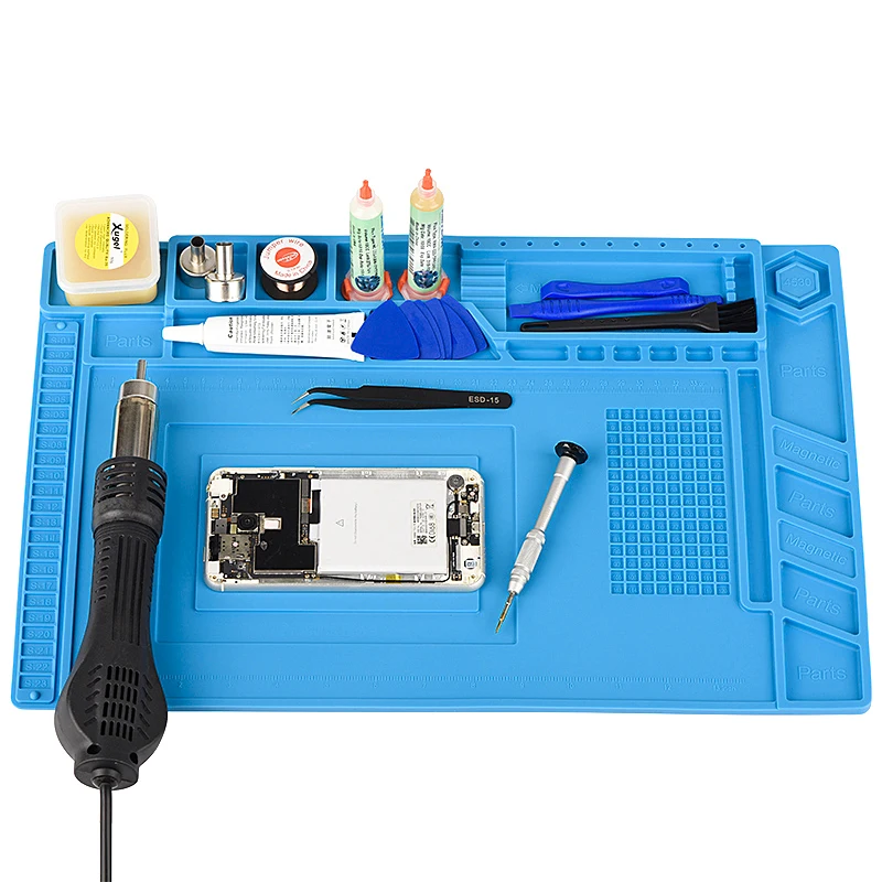 JCD Repair Pad Silicone Soldering Pad Desk Platform Mat for Welding Station Iron Phone PC Repair Magnetic Heat Insulation
