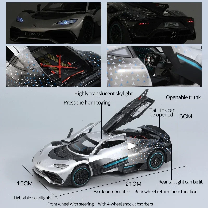 1:24 Mercedes-Benz ONE Sports car High Simulation Diecast Metal Alloy Model car Sound Light Pull Back Collection Kids Toy Gifts