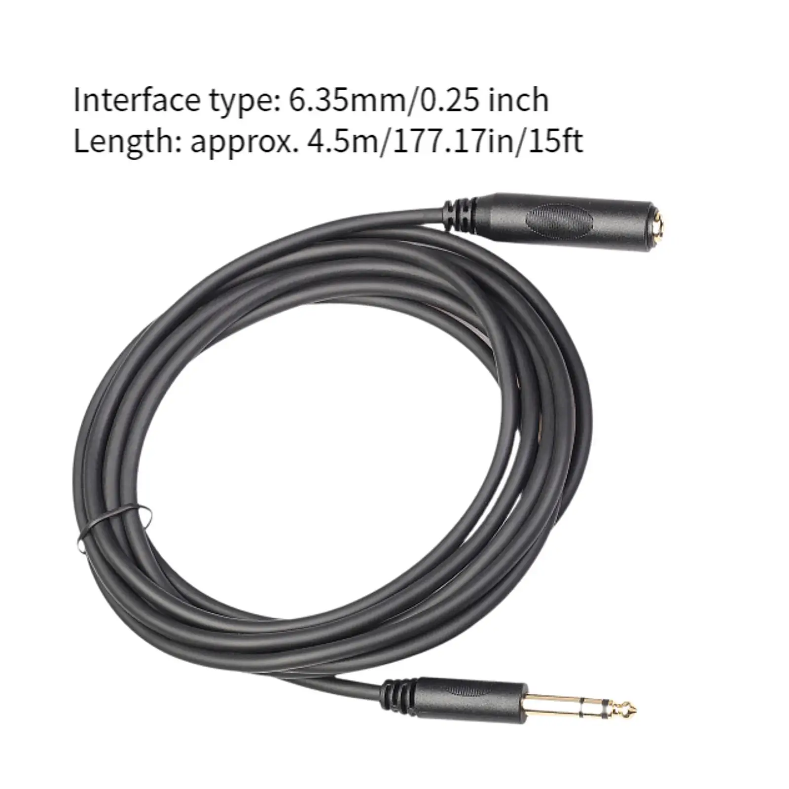 Copper Headphone Extension Cable Stereo 6.35mm PVC Flexible Cord for Mixer Electronic Drum Sound Card