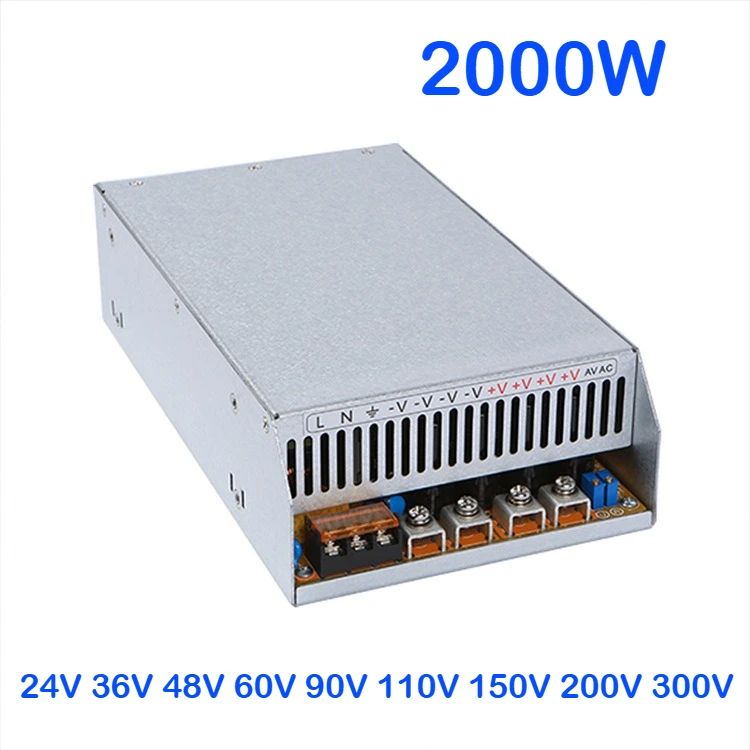 

2000 Вт Регулируемый импульсный источник питания CCCV от переменного тока до постоянного тока 12 В 24 В 36 В 48 В 60 В 72 В 80 В 90 В 100 В 120 В 150 В 200 В 220 В 300 В SMPS