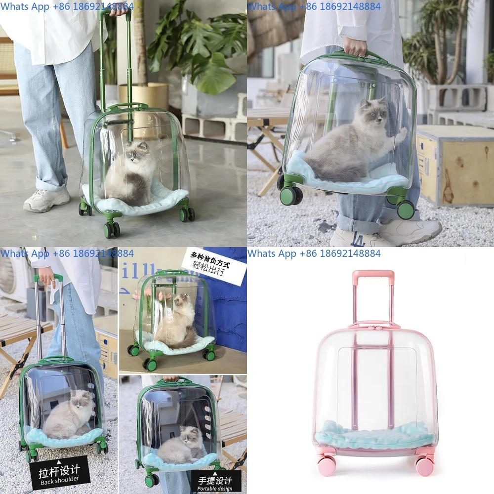 

Pet Transparent Travel Carrier for Cats and Dogs Large Capacity Portable Suitcase Style Case for Air Travel and Outdoor Use