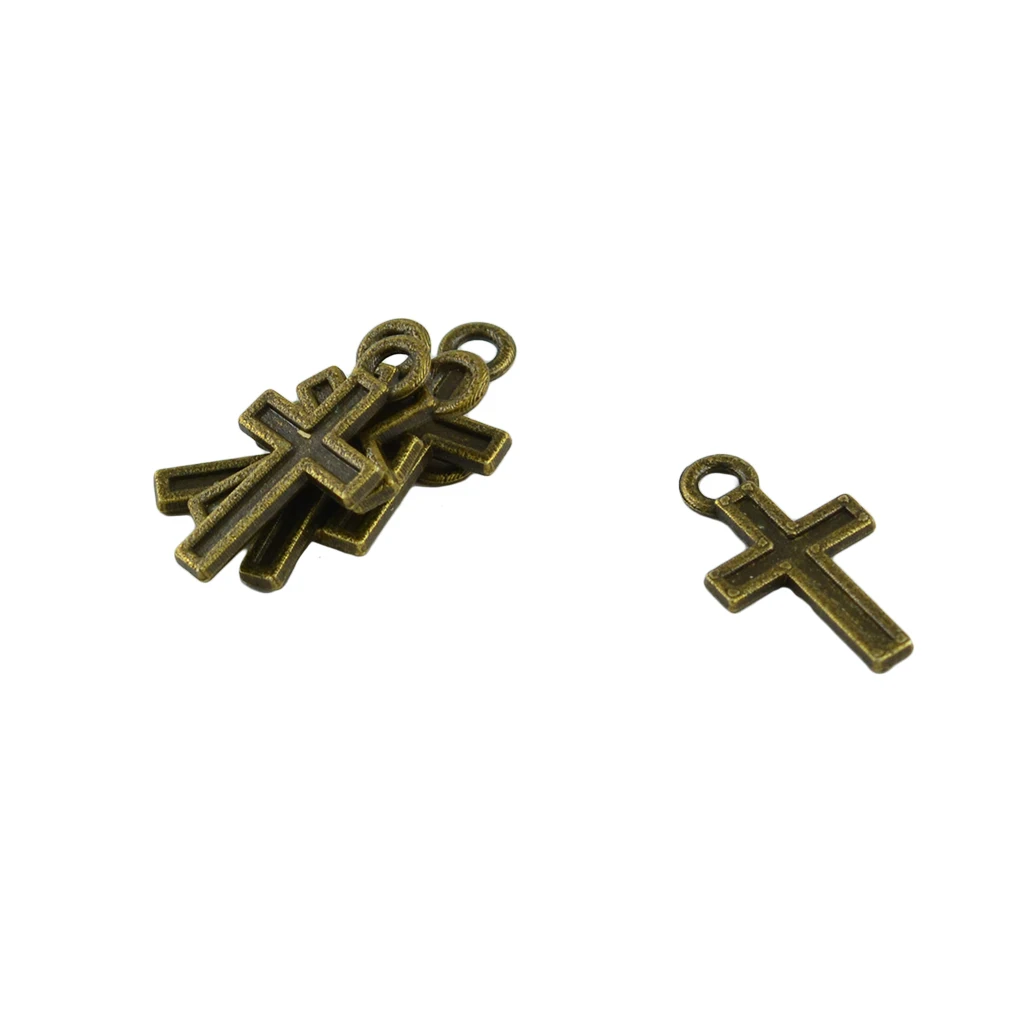 200 pcs antique bronze tiny Small Blank cross Bezel Tray Base Cabochon Pendant DIY necklace pendant GLUE Nail project