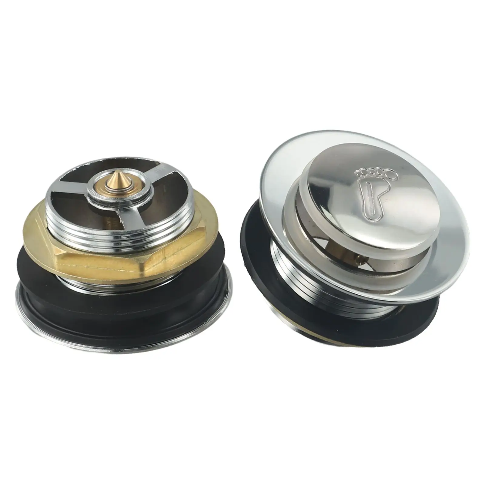 Shower Drain for Bathtub Alloy and Brass Construction with Smooth Push Button Seal for Effective Water Flow Management