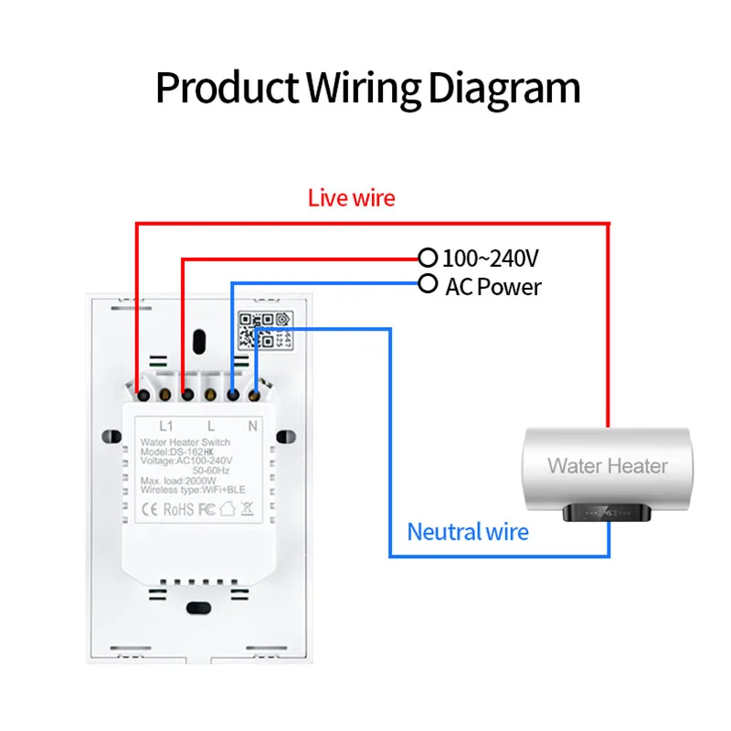 Homekit 20A Wireless Touch Wall Boiler Water Heater US Version Switch Electrical Light Smart Life For Google Home Alexa