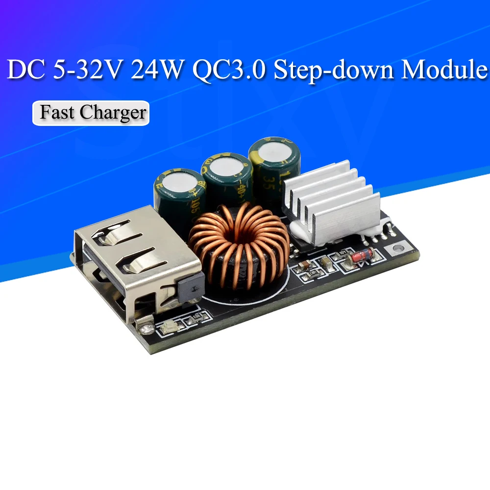 QC3.0 DIY Fast Charger DC 5-32V 24W Step-down Module for Emergency Charging of Mobile Phone