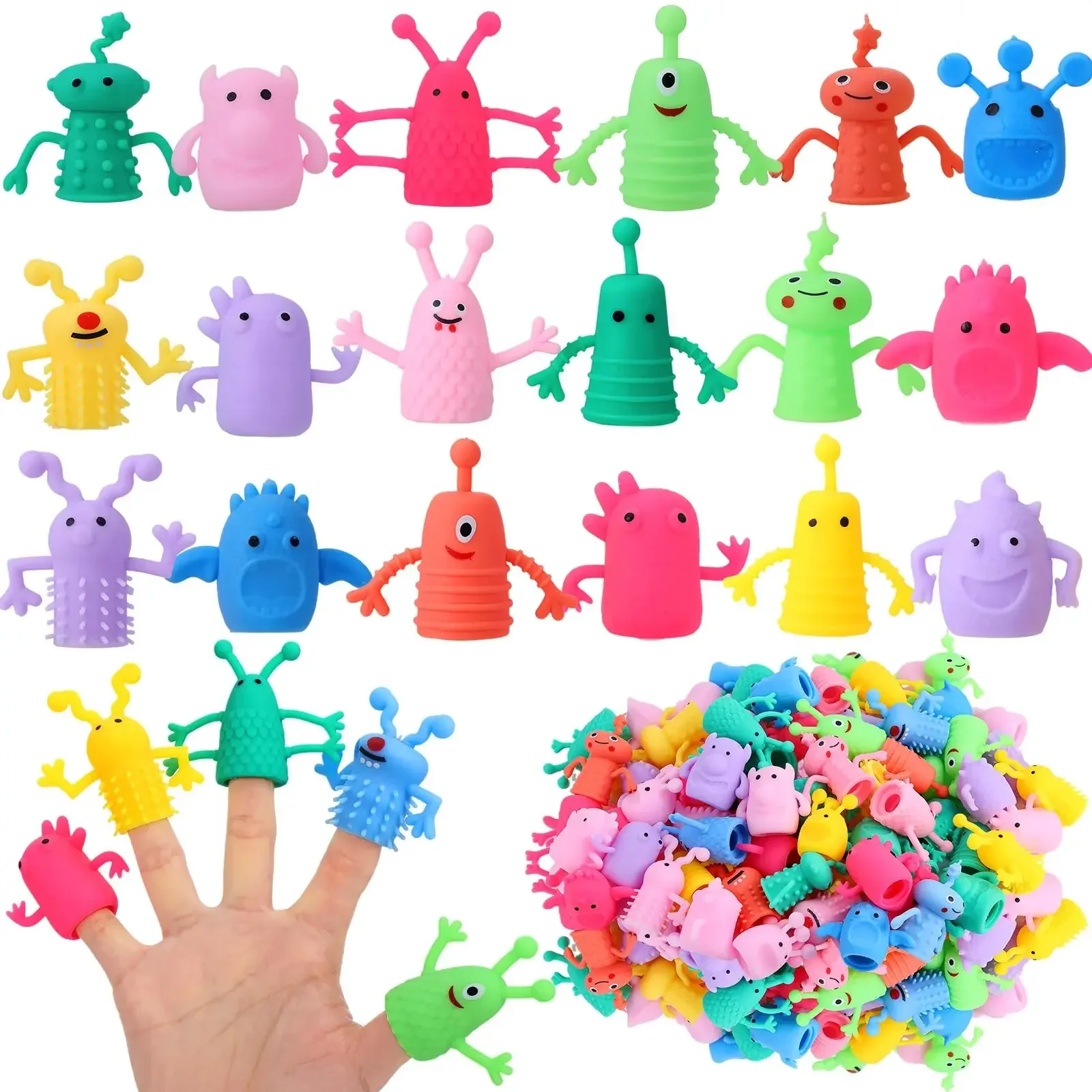 

10/20PCS Cute Monster Finger Topper Toys Soft Rubber Stretchy Fidget for Kids Birthday Party Favors Guests Gifts Goodies Filler