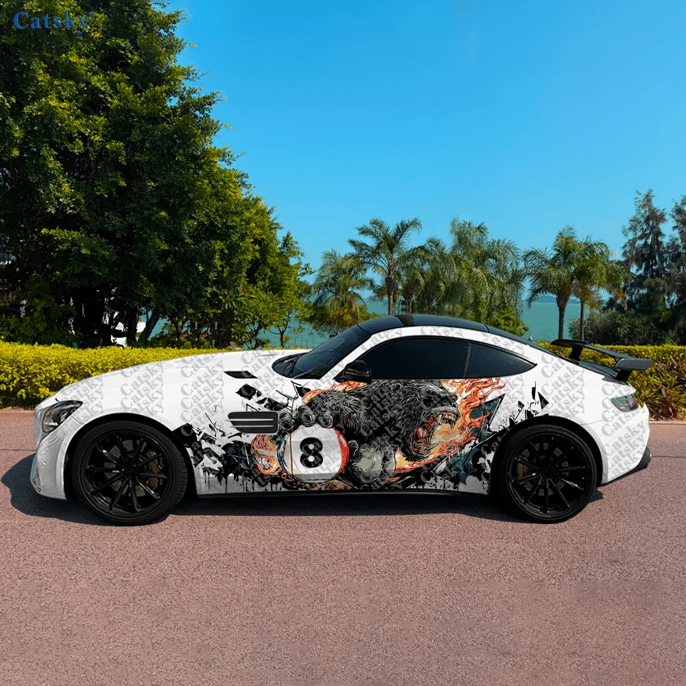 

2 шт. наклейки на боковую часть автомобиля с изображением гориллы и бильярдного шара, самоклеящиеся, из водонепроницаемого и устойчивого к царапинам ПВХ, аксессуар для автомобиля, подарок