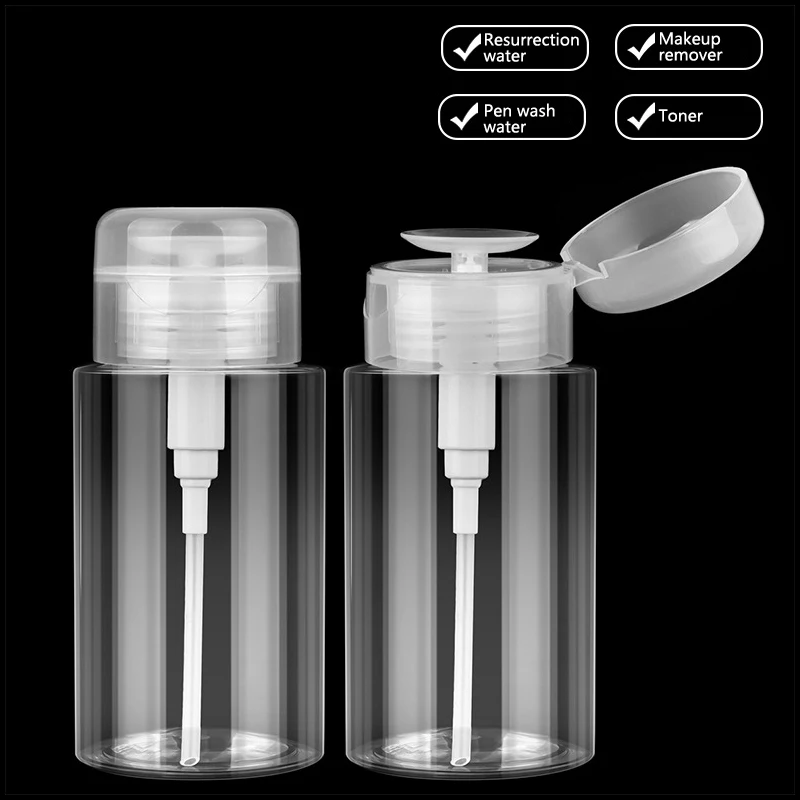 120/150/180ml Refillable Nail Remover Bottle Empty Clear Press Pump Dispenser Nail Art Polish Remover Cleaner Manicure Tool