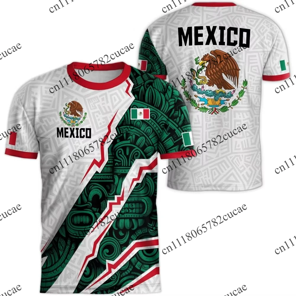 Mexican Flag-themed 3D Eagle Pattern Sport Quick-dry Breatha Men's T-shirt Outdoor Football Sportswear parent-child Clothing