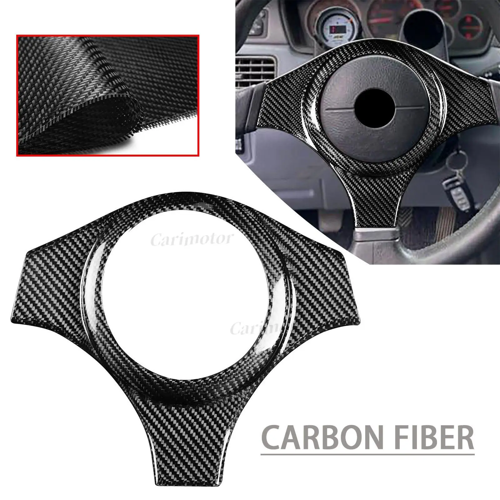 For Mitsubishi Lancer Evolution EVO 7 8 9 Real Carbon Fiber Steering Wheel Cover