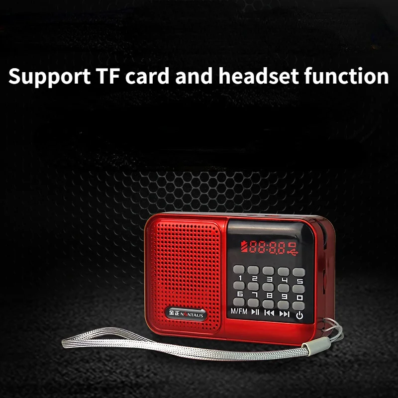 Digital Display Radio Elderly Mini Portable FM Radio Sound Plug-in TF Card Speaker MP3 Player Walkman Memory Play One Key Cycle