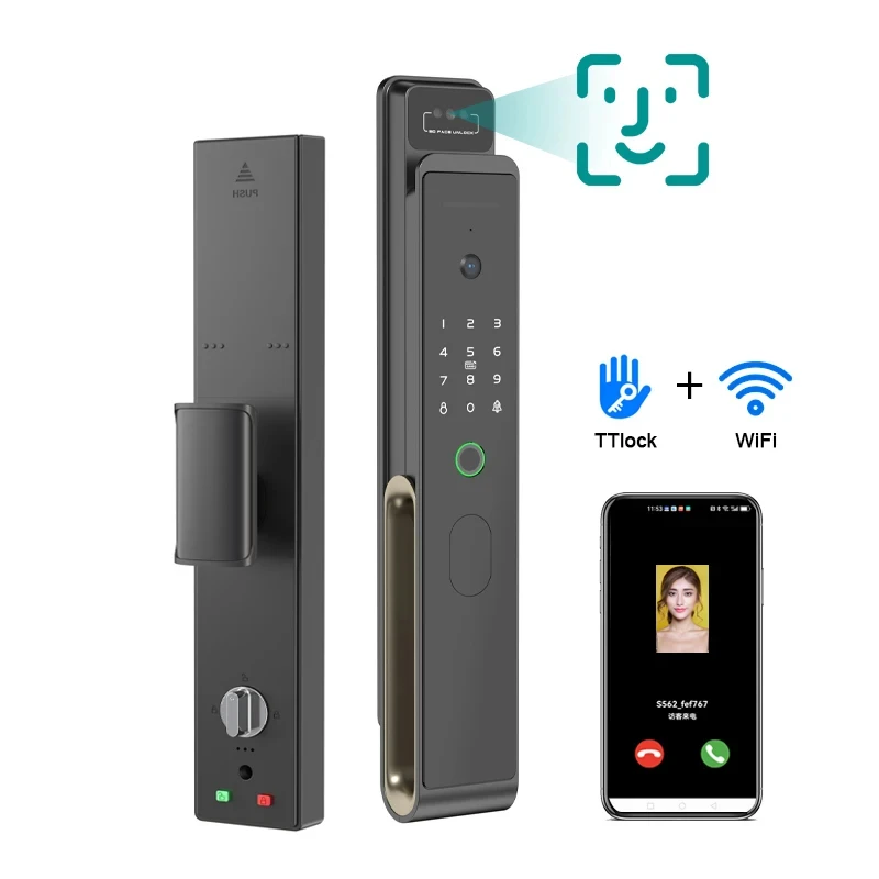 WiFI Smart HD Peephole Camera Face Recognition Fingerprint Digital Door Locks Support TTlock App Video Talking