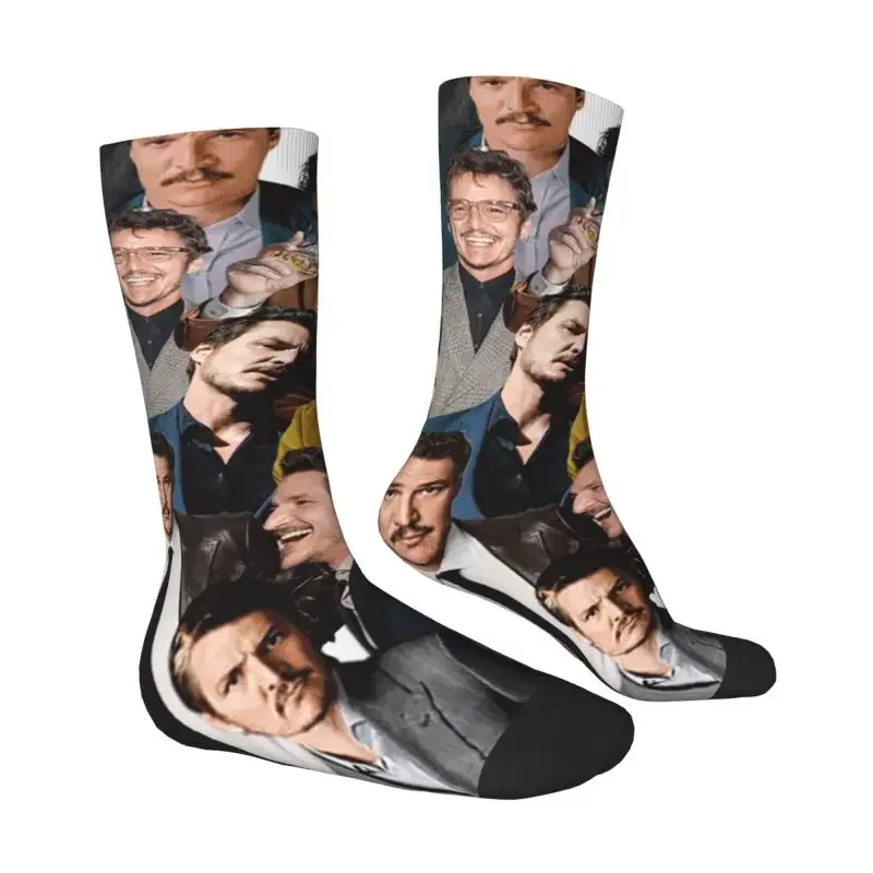 Pedro Pascal Photo Collage Men Women Crew Socks Unisex Kawaii Spring Summer Autumn Winter Dress Socks Breathable Sports Socks