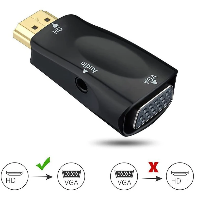 HDTV Male to VGA Female Adapter Converter With 3.5mm Aux Audio Cable PS4 HD TV Box Display Port PC Projector Television Extender