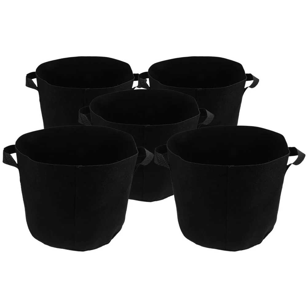 

5 Pcs Flower Planting Bag Felt Bags Reinforcement Nonwoven Planter Holder Strawberry Pots Grow Pouches Fabric Gallon Potato