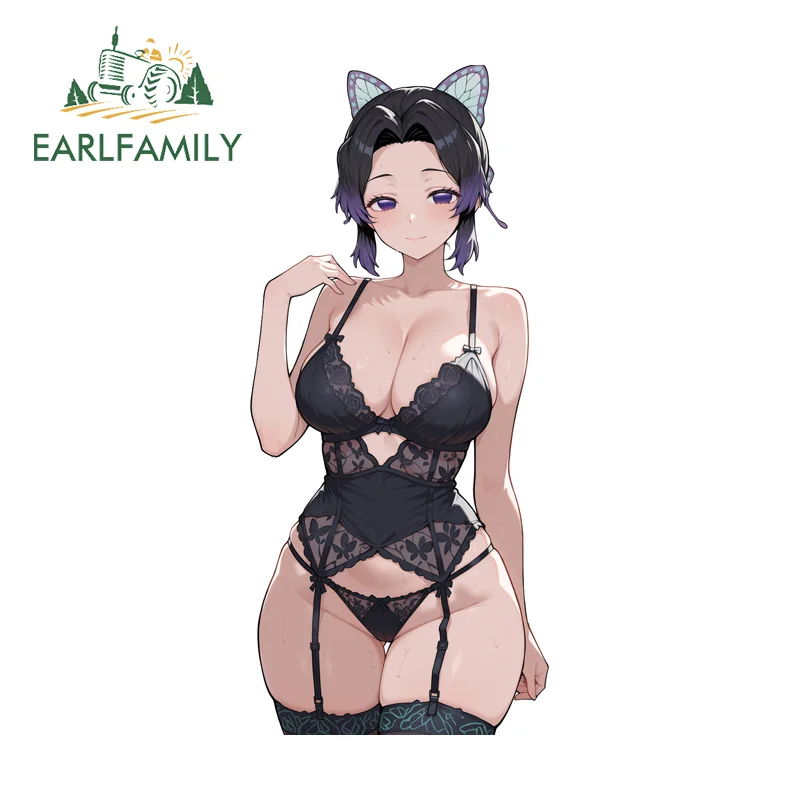 

EARLFAMILY Shinobu Furry Anime Gentle Girl Car Stickers Suitable Windshield Windows DIY Decal Fast Car Exterior Accessories