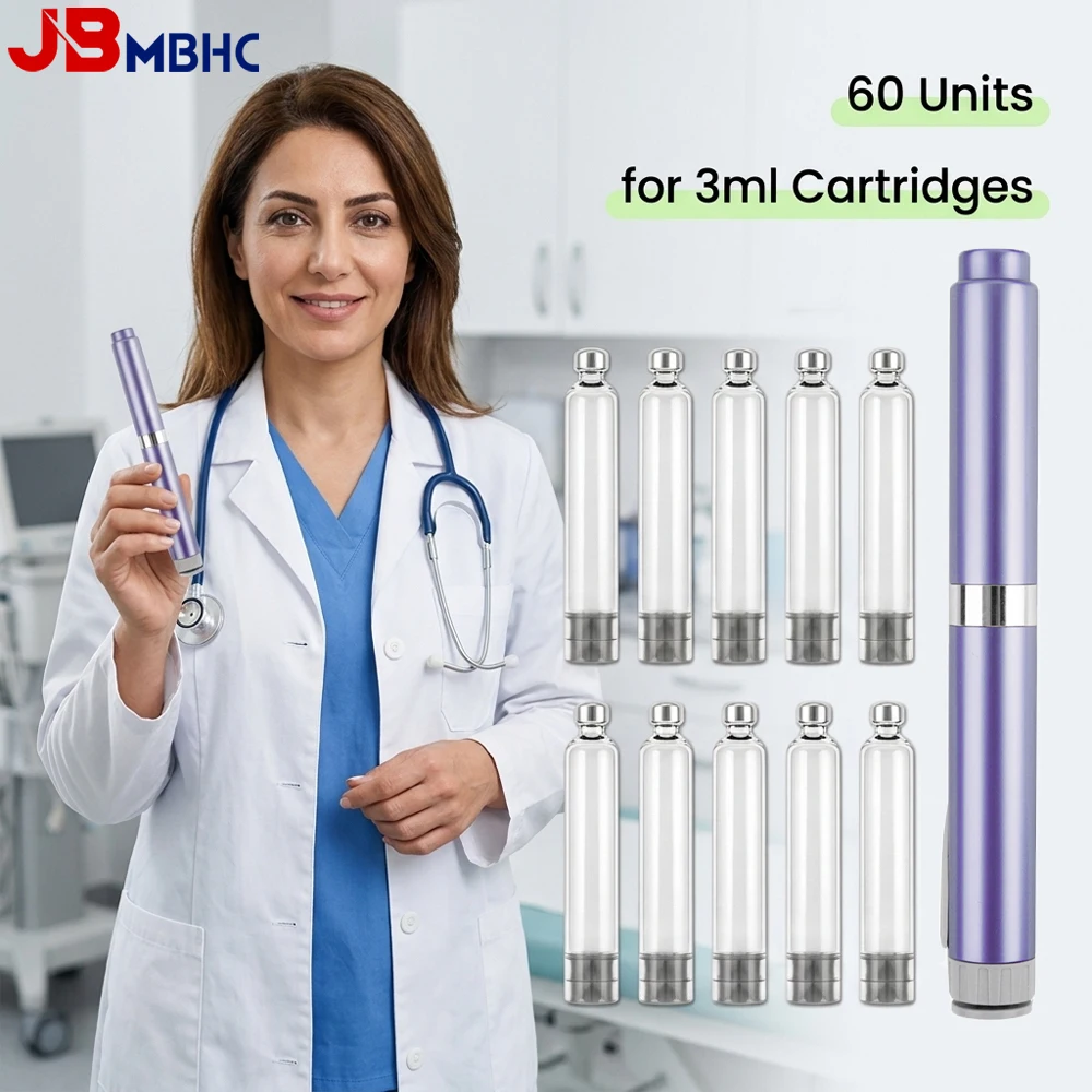 60 Unit Injection Pens with 10 3ml Cartridges, Reusable Peptide Pen Injector & 3cc Cartridge, Individually Packaged, Clear Scale