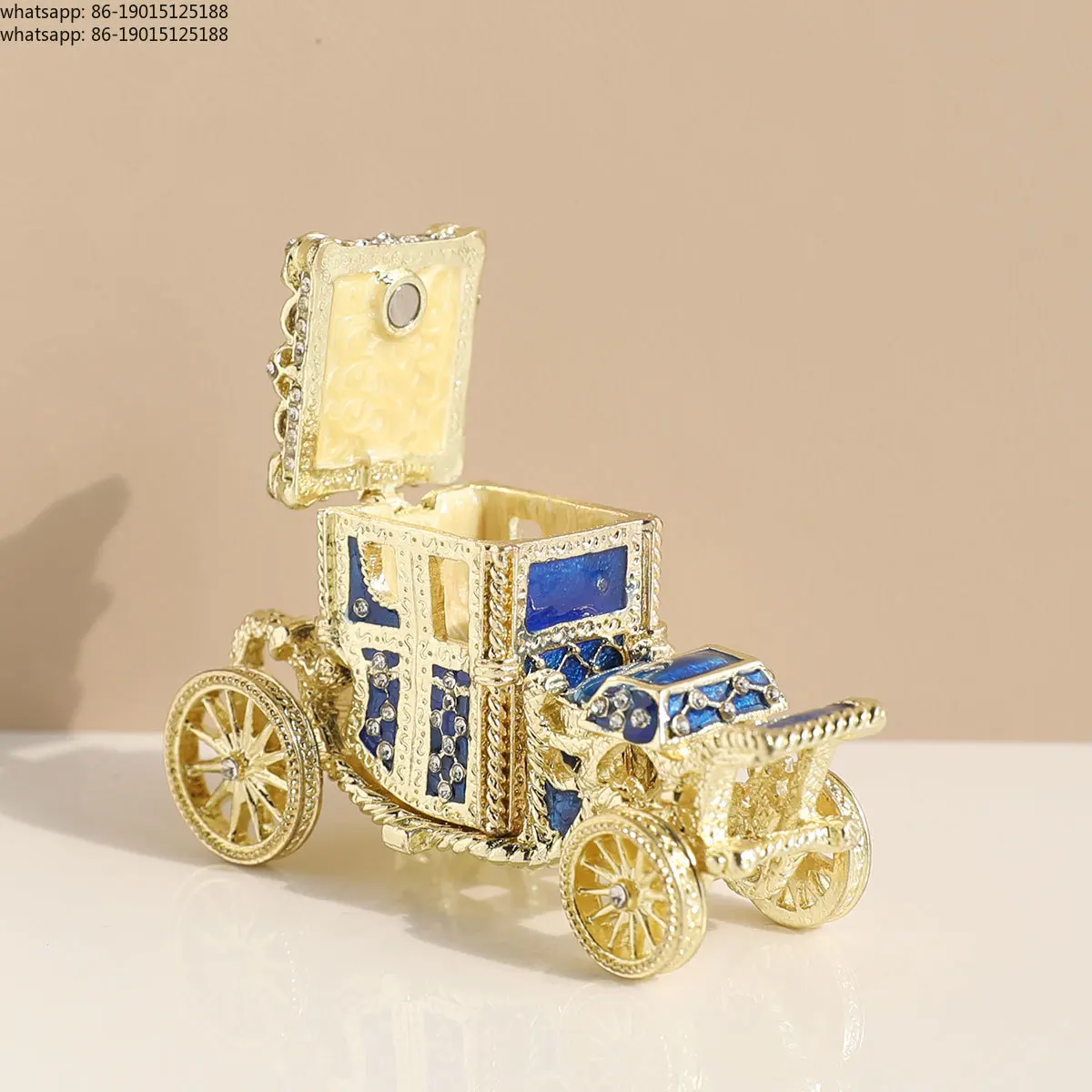 1Pc Vintage Royal Carriage Style Enameled Trinket Box Hinged, Unique Gift for Family