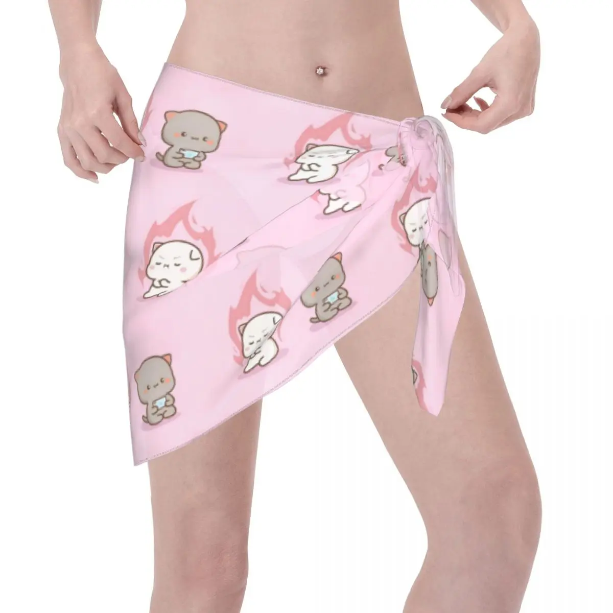 Benutzerdefinierte coole wütende Dudu und Frieden Bubu Casual Strandkleid dekorieren Frauen kurze Sarongs Strand Wrap für Bademode