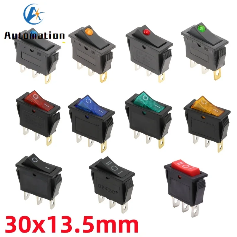 1pc KCD3 Self-locking Rocker Switch ON-OFF 2 Position 3 Pin Electrical equipment With Light Power Switchs 16A 250VAC/ 20A 125VAC