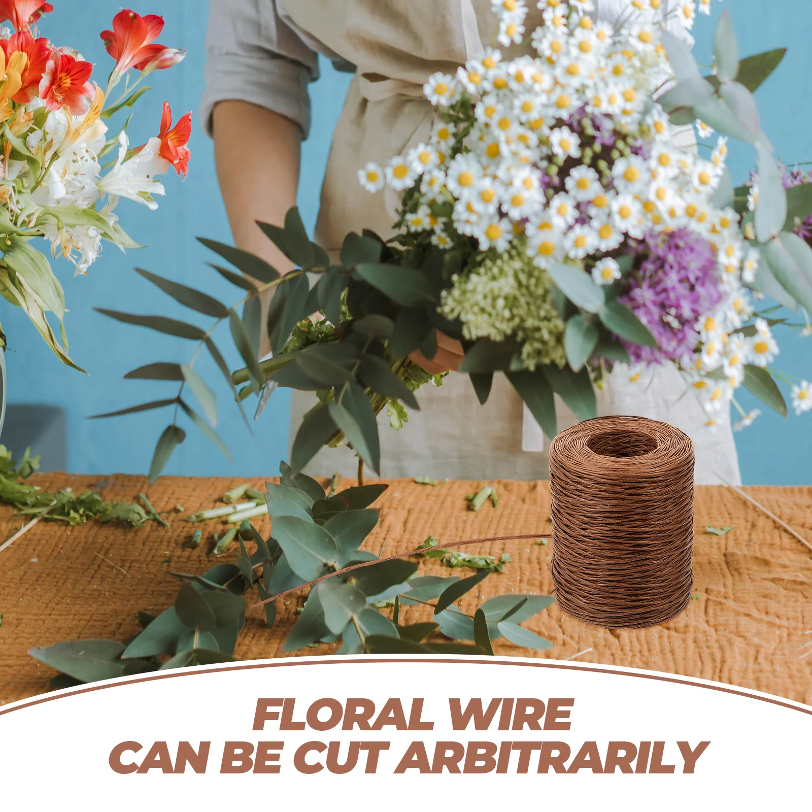 لفة سلك حديدية، مواد تغليف الزهور، مستلزمات صناعة إكليل عيد الميلاد، خفيفة الوزن، سهلة القطع والتخزين للحرف اليدوية #4