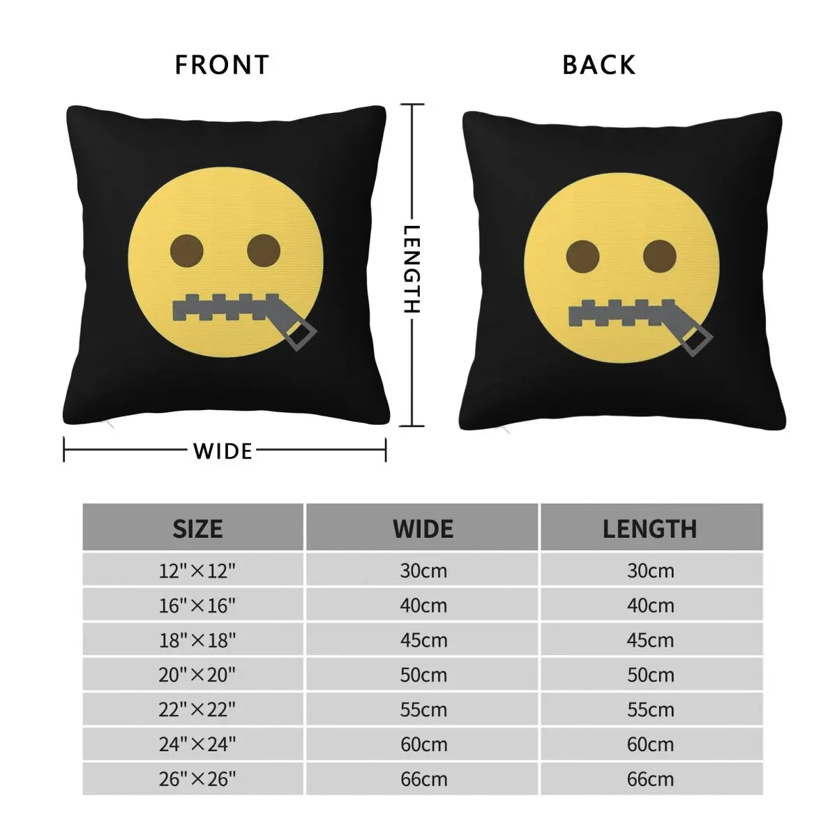 Zipper Mouth Face Square Pillowcase Polyester Linen Velvet Printed Zip Decorative Throw Pillow Case Room Cushion Cover 45x45