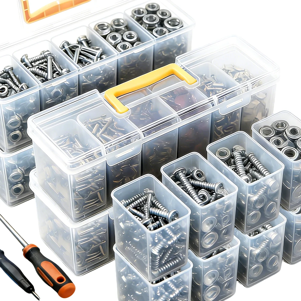 

Multi-Compartment Transparent Tool Storage Box Wrench Screw Hardware Tool Parts Organizer Portable Sorting Handheld Case