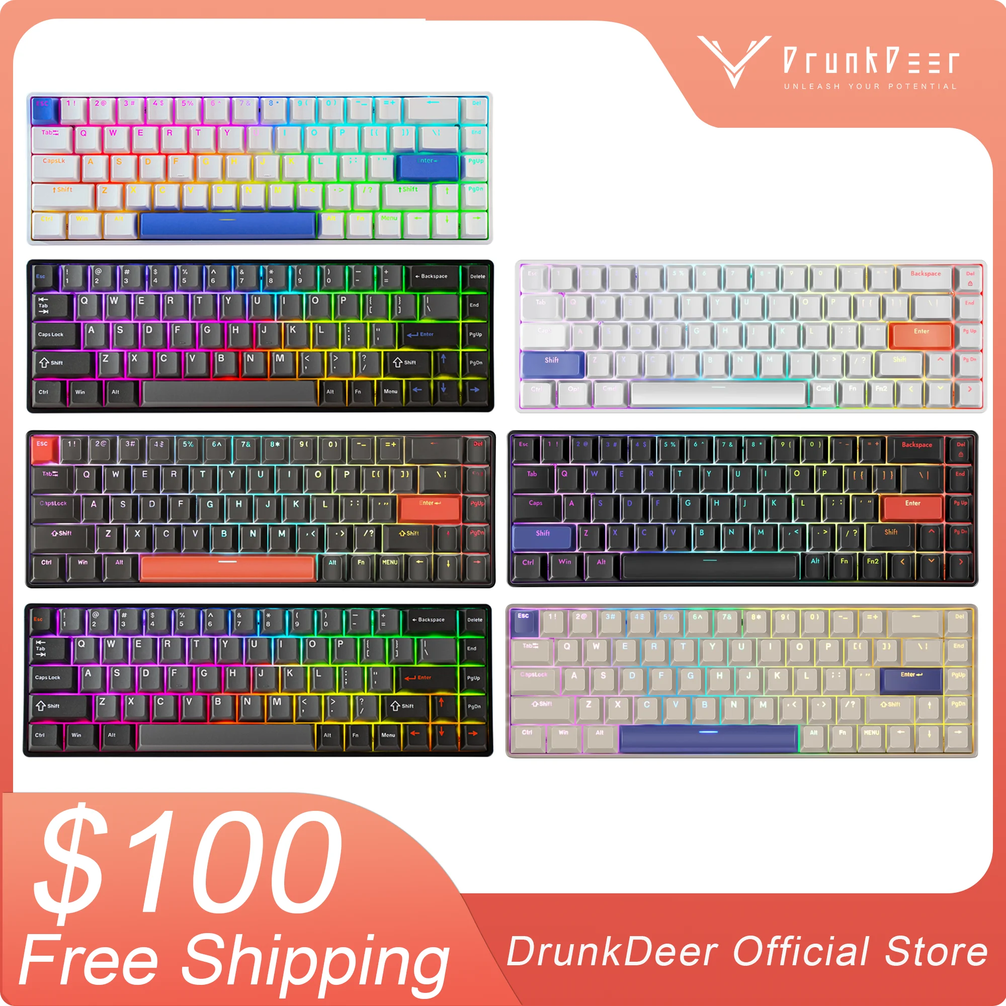 DrunkDeer G65 Mechanical Keyboard,Rapid Trigger TKL Gaming Keyboards, Hyper Fast Magnetic Switch Keyboard, RGB Compact 68 Keys