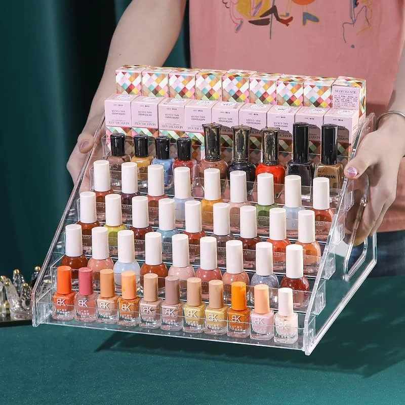 3/4/5/6/7 Layers Plastic Nail Polish Display Organizer UV Gel Shelf Quick Install Cosmetic Rack Jewelry Stand Manicure Storage