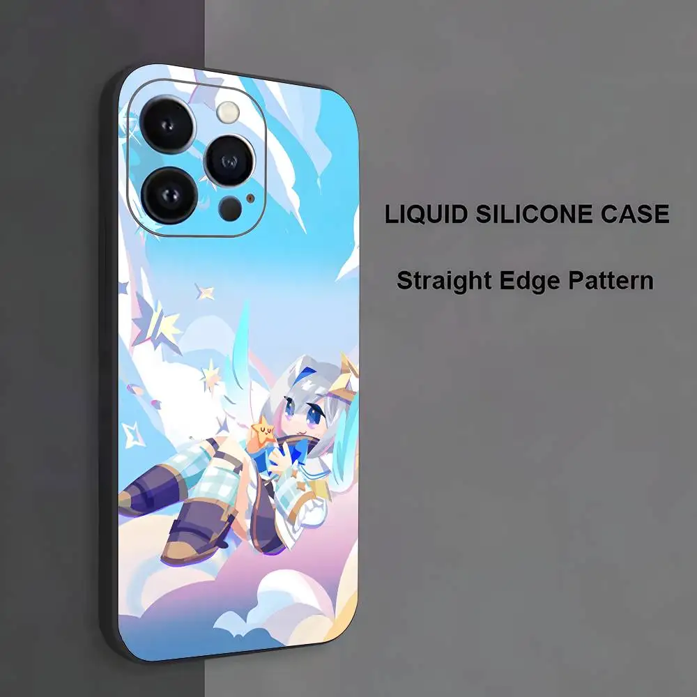 アマネ・カナタのiPhoneケース（17、16、15、14、13、12、11、Pro Max、XS、X、XR、SE、Mini、8、7対応）、黒のシリコン製ソフトケース