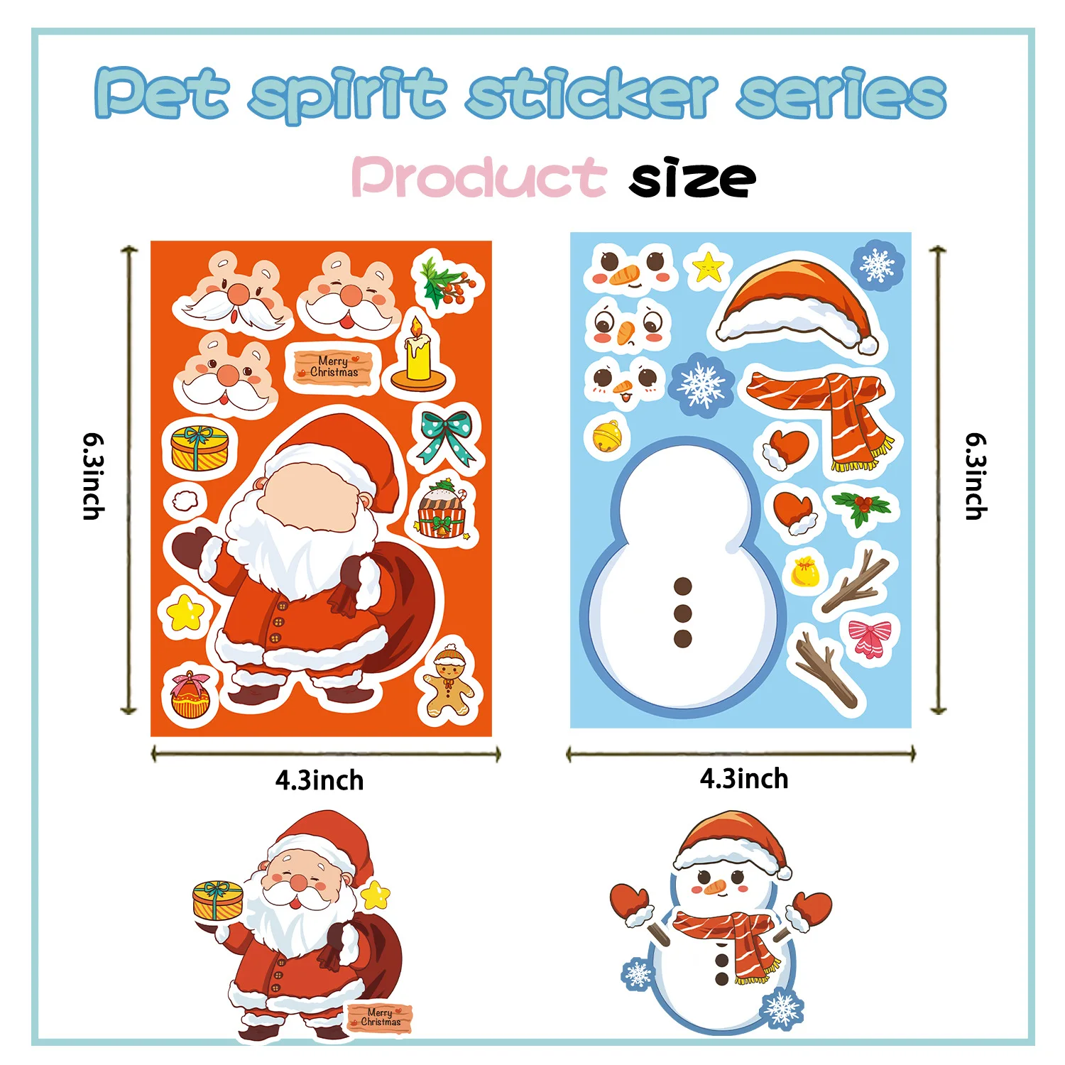 

8Sheets Cute Christmas Snowman Elk Puzzle Stickers Make a Face Children DIY Toys Assemble Jigsaw Game Party Favor Kids Gifts
