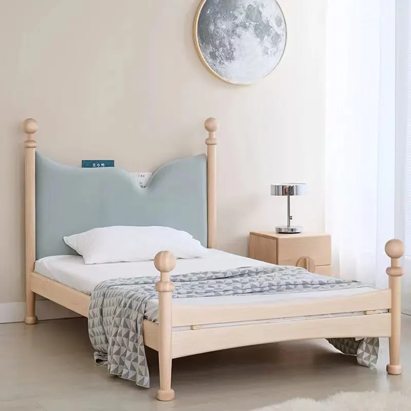 North American hard maple, solid wood bed, simple cream style, white oak, fishtail bedroom bed