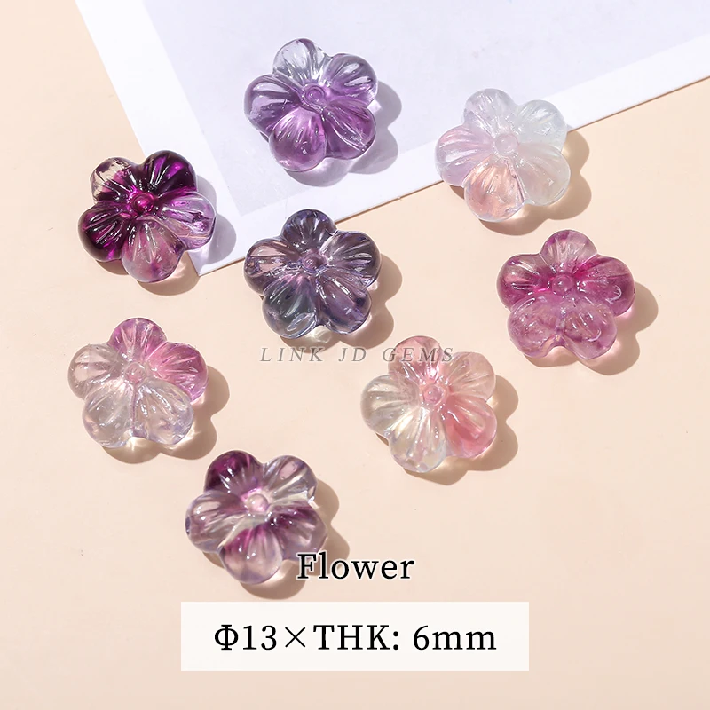 10 teile/los natürliche Fluorit kristall geschnitzte Tiere formen Reichtum quadratische Blume Glück Pixiu süße Perle mit Loch für die Schmuck herstellung – Detail 7