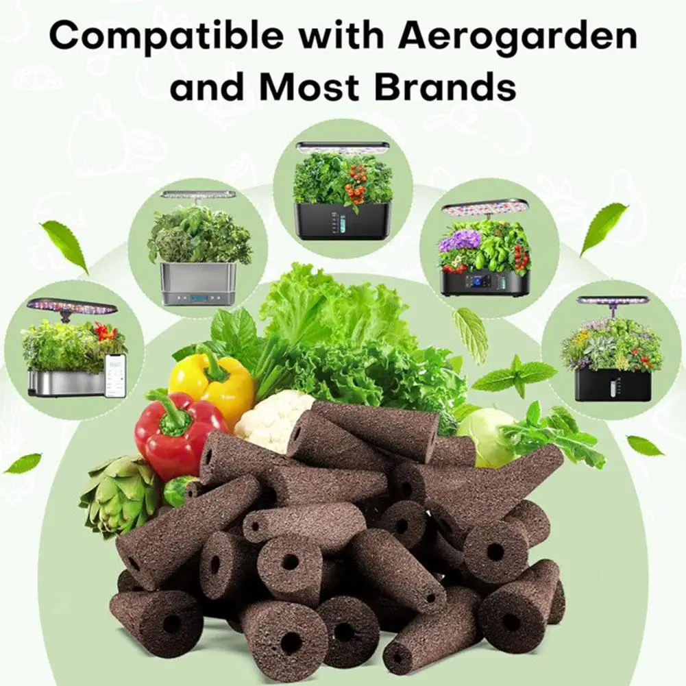 50Pcs Seed Grow Sponges Plant Growing Plugs Sponges Hydroponic Plants Growth Seedling Block Peat Soil For Home Garden Aerogarden