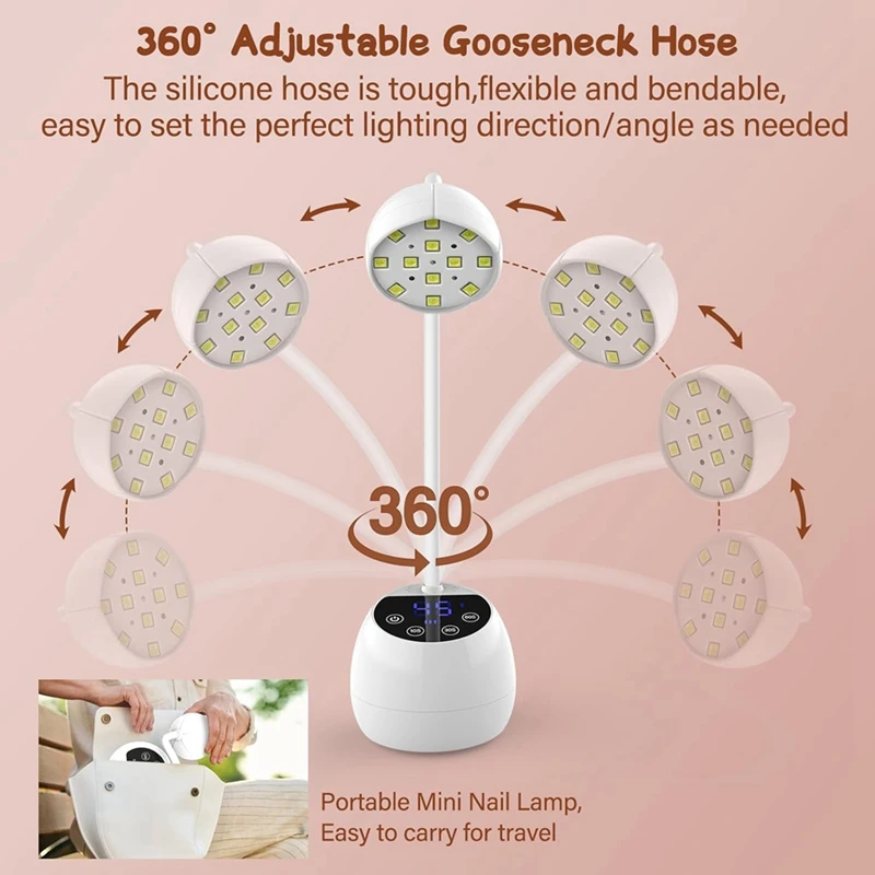 AA20-UV LED โคมไฟเล็บไร้สาย 36W Mini UV Light สําหรับเจล X เคล็ดลับเล็บชาร์จเครื่องเป่าเล็บ Smart Sensor & 4 จับเวลา