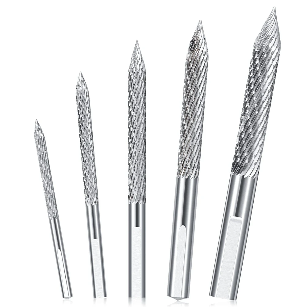 A95Z! 5 Pack Tire Bit Multi Sizes Tire Repair Carbide Burr Drill Bit Tire Patches Plug Cutters Wire Cutter Reamer Drill