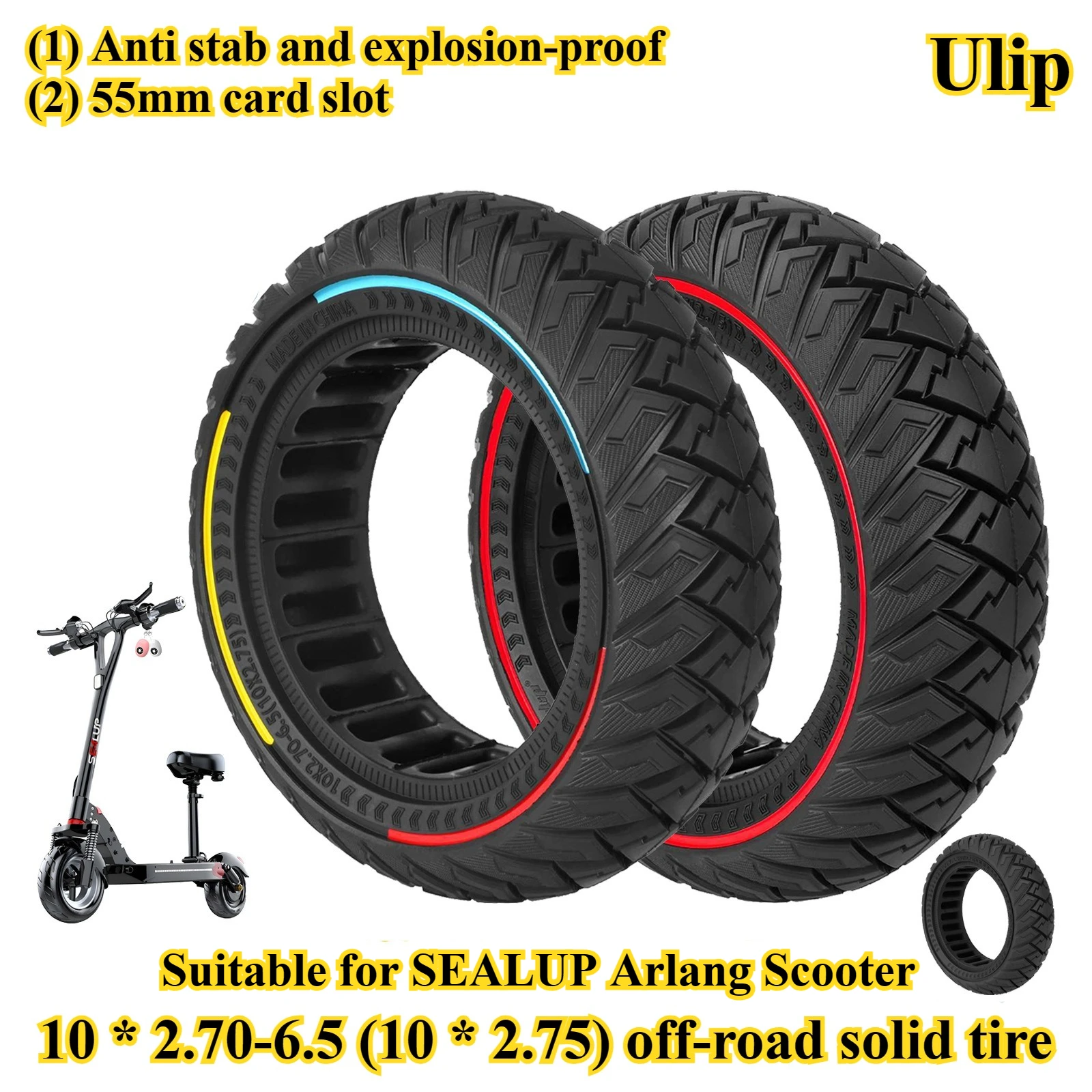 

Ulip10 * 2,70-6,5 Внедорожная твердая шина подходит для скутера SEALUP Arlang 10*2,75 Амортизирующая взрывозащищенная шина