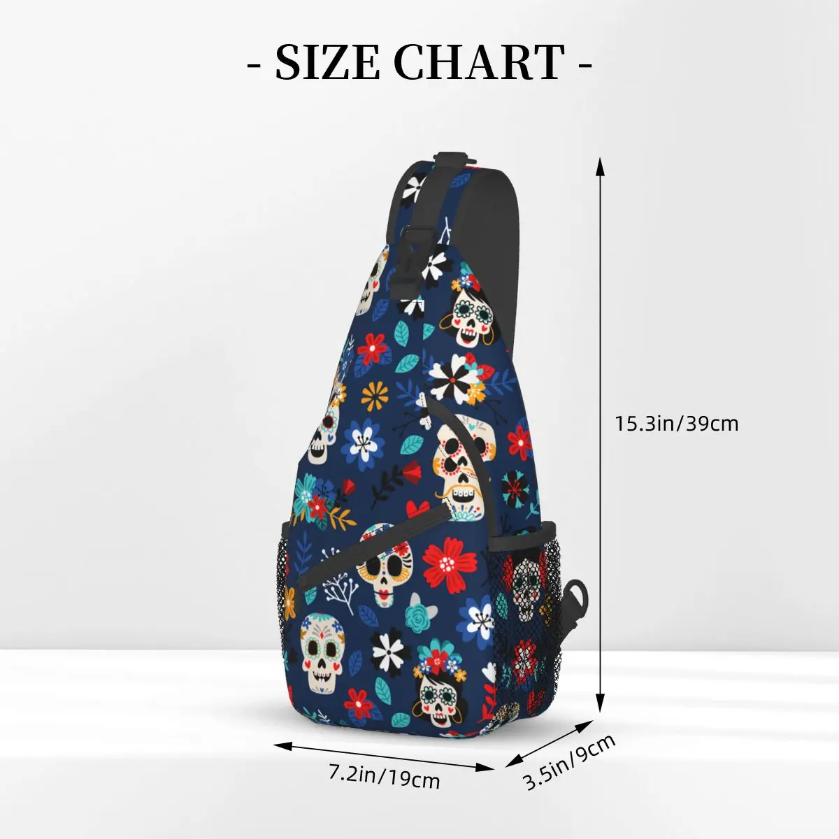 Day Of The Dead Sugar Skulls Small Sling Bags Chest Crossbody Shoulder Backpack Outdoor Sports Daypacks Mexican Festival Bag