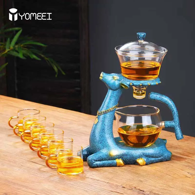 YOMEEI-Kung Fu Deer Heat-Resistant Glass Kettle, Tea Pot Infuser, Magnetic Water Diversion, Tea Pot, Coffee Maker Set