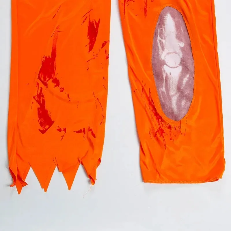 Carnevale Halloween coppia abbinamento Prigioniero performance sul palco Abito intero arancione costume da festa cosplay maschile