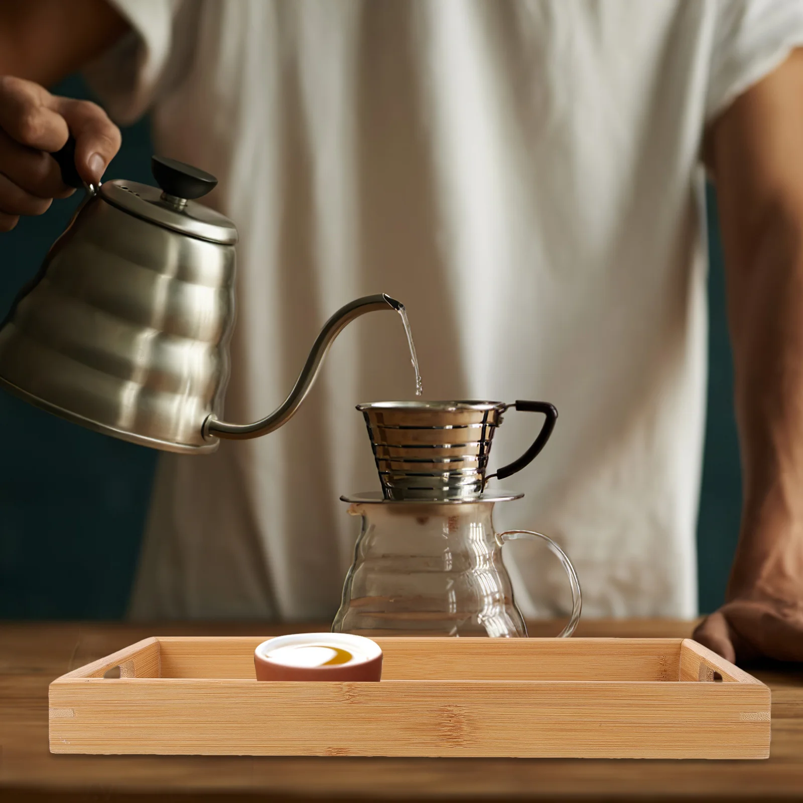 

Bamboo Tea Rustic Wooden Serving Tray For Snacks Fruits Desserts Food Platter Decorative Tray Party Wedding Home