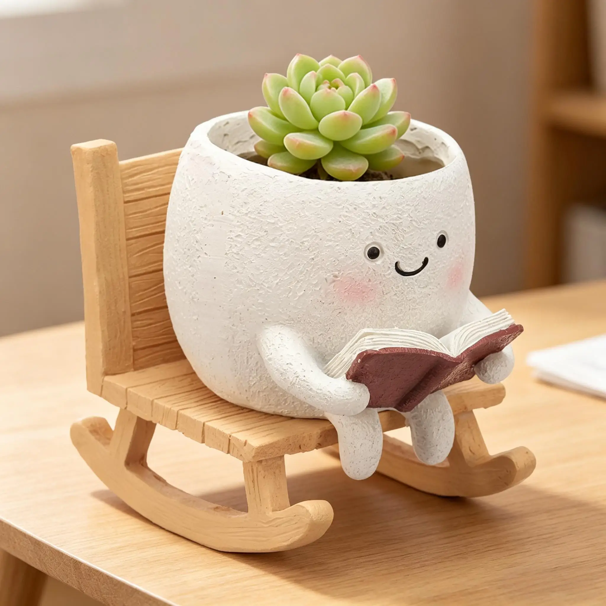 Chair Smile Face Planter Resin Succulent Plant Flower Pot with Drainage Hole Creative Flower Pot Home Garden Flower Container