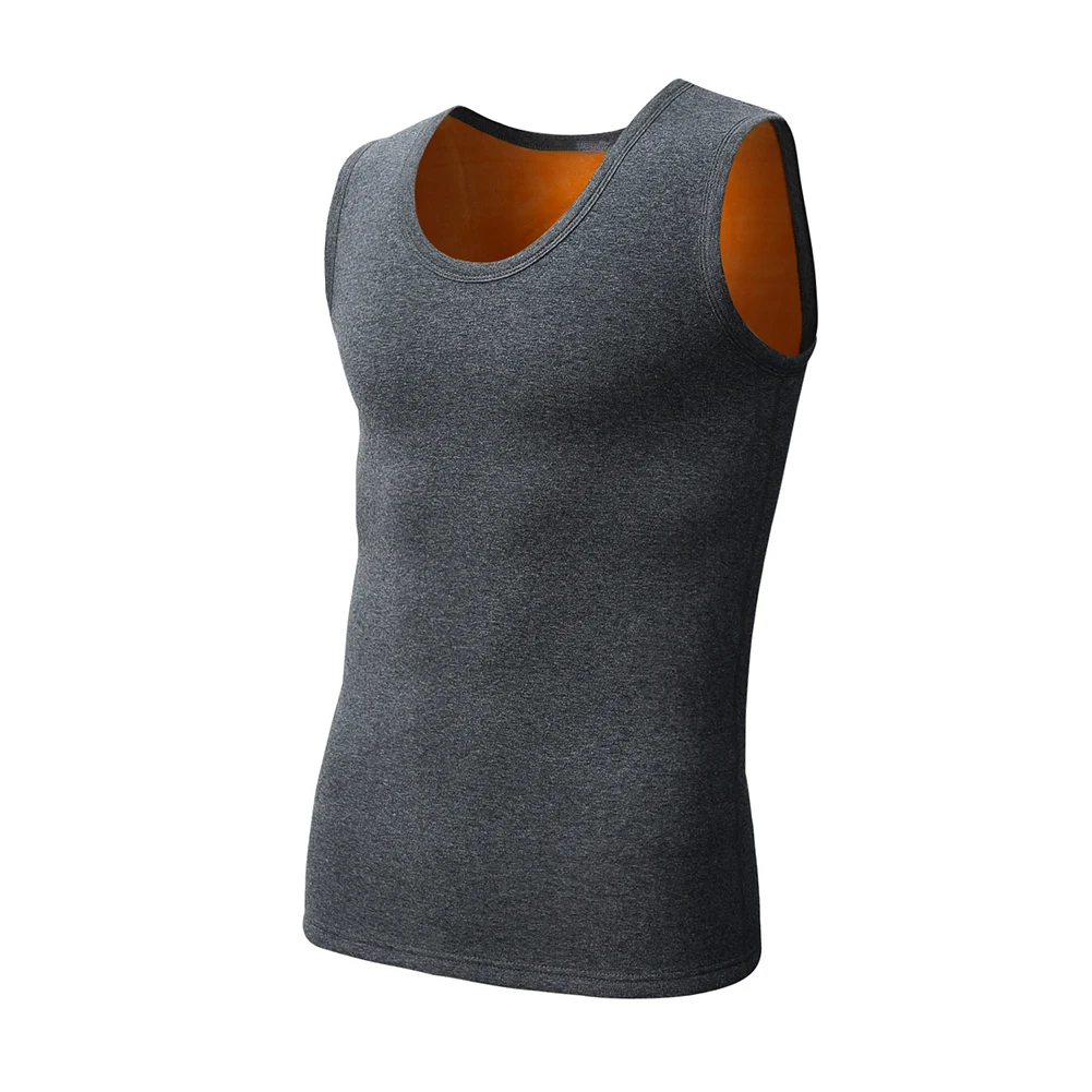 Men Winter Warm Top Gold Velvet Thick Vest Slim-fit Base Thermal Underwear Vest Thick Warm Vest Men's Winter Thermo Shaping Tees