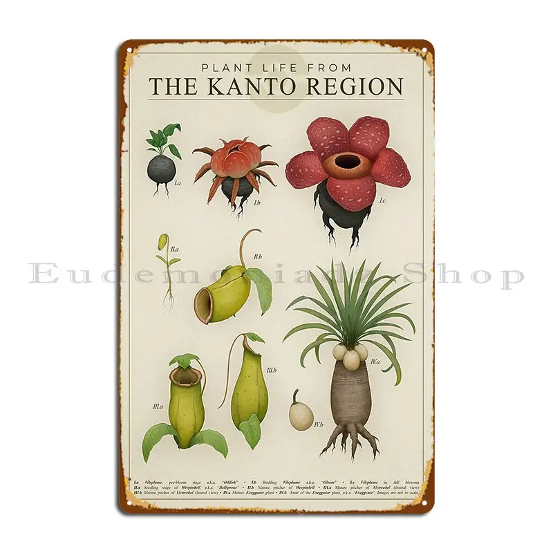 Plant Life From Kanto Metal Plaque Decoration Designs Garage Decoration Decoration Plaques Tin Sign Poster