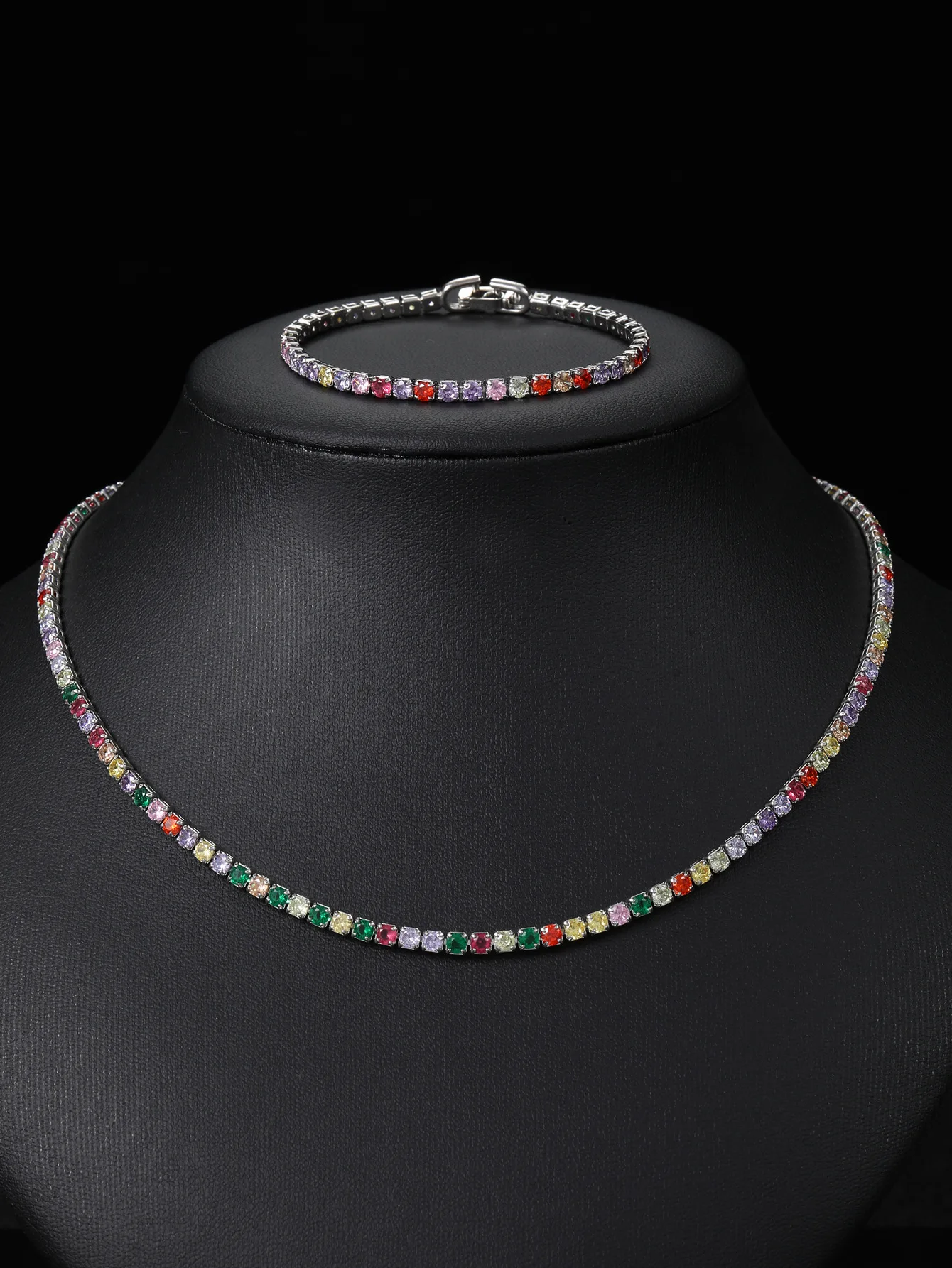 

New Fashion Everyday Colorful Necklace Bracelet Womens Dress Decorative Jewelry Set Suitable for Wedding Party Prom Gift M-843