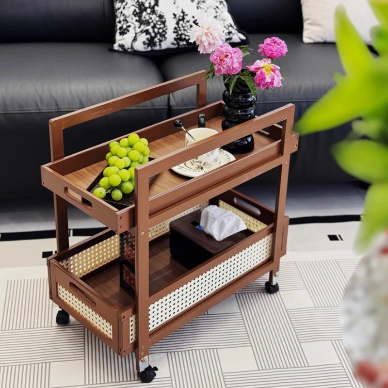 

Современный приставной столик середины века, винтажная мобильная сервировочная тележка, многофункциональные журнальные столики, органайзер для закусок для гостиной