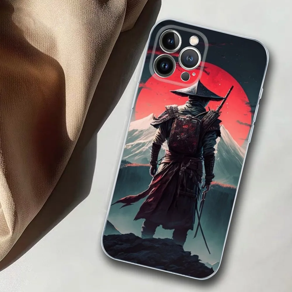 Japanese Warrior Samurai Phone Case For iPhone 14 11 12 13 Mini Pro XS Max Cover 6 7 8 Plus X XR SE 2020 Funda Shell