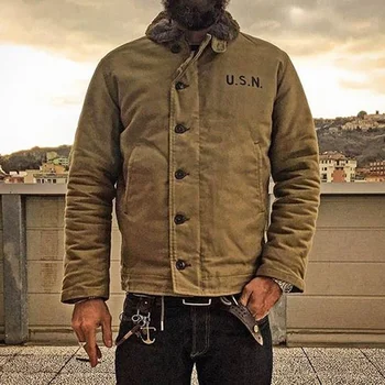 NON STOCK USN N-1 Deck Jacket Sherpa Lining Military Style Men Warm Coat 3 Colors 2 NON STOCK USN N-1 Deck Jacket Sherpa Lining Military Style Men Warm Coat 3 Colors 2